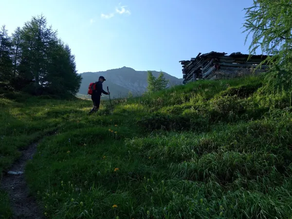 von Losach Aufstieg Richtung Wetterkreuz hinten Mitte der Berger Kogel