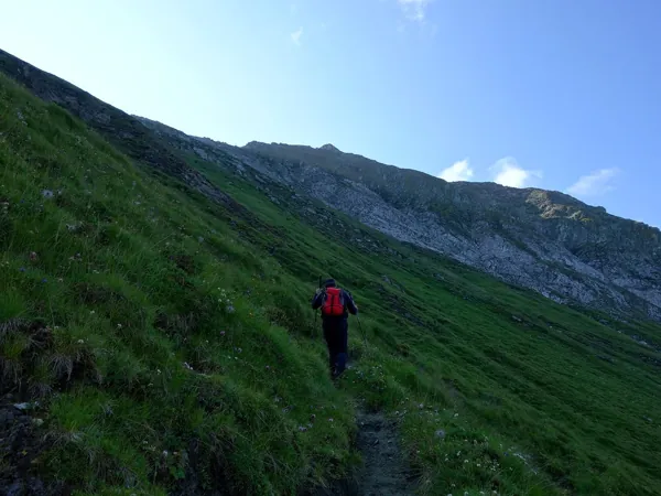 vom Wetterkreuz Aufstieg Richtung Gipfel Berger Kogel hinten Bildmitte