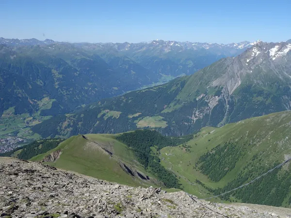 Blick vom Gipfel Bretterwandspitze Richtung WSW rechts unten die  Äußere Steiner Alm