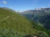 von der Naturfreundehütte zur Bergstation Faschingalm hinten Mitte rechts der Glödis