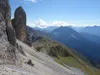 vom Filmoorsattel Richtung Gipfel Große Kinigat über die Rampe Blick zurück links das Königswandtürml