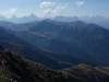 Blick vom Gipfel Hochkreuzspitze Richtung Süden hinten die Dolomiten Zoom