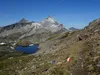 vom Messelingkogel Abstieg zur St Pöltner Hütte hinten Mitte der Taürnkogel