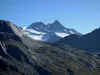 vom Thiemehüttl Aufstieg zum Gipfel Nussingkogel hinten der Großglockner Zoombild