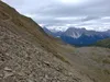 vom Toblacher Pfannhorn Richtung Marchkinkele Aufstieg Richtung Blankenstein hinten die Sextner Dolomiten