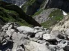 vom Valentintörl Richtung Rauchkofel durch felsdurchsetzte Rinne Blick zurück