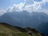 Blick vom Gipfel Sarlkofel Richtung Osten hinte die Sextner Dolomiten