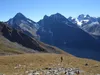 Abstieg von der Schönleitenspitze Richtung Lesachhütte li Glödis Mitte Ganot re Hochschober