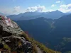 von der Hirtenhütte Aufstieg Richtung Spitzköfele über Bergkamm hinten rechts der Hochspitz
