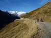 Aufstieg Richtung St Pöltner Hütte über Panoramaweg links das Venedigermassiv