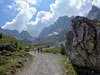 von der Dolomitenhütte Richtung Karlsbaderhütte beim Marcher Stein