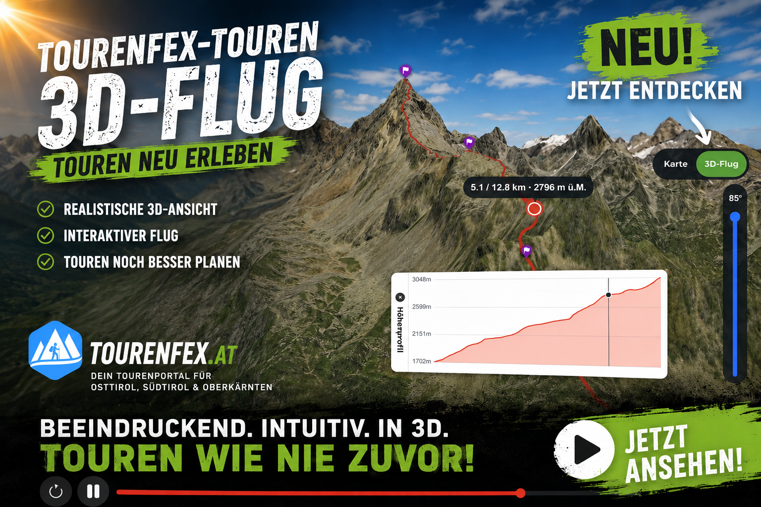 Tourenfex 3D-Flug: Touren neu erleben
